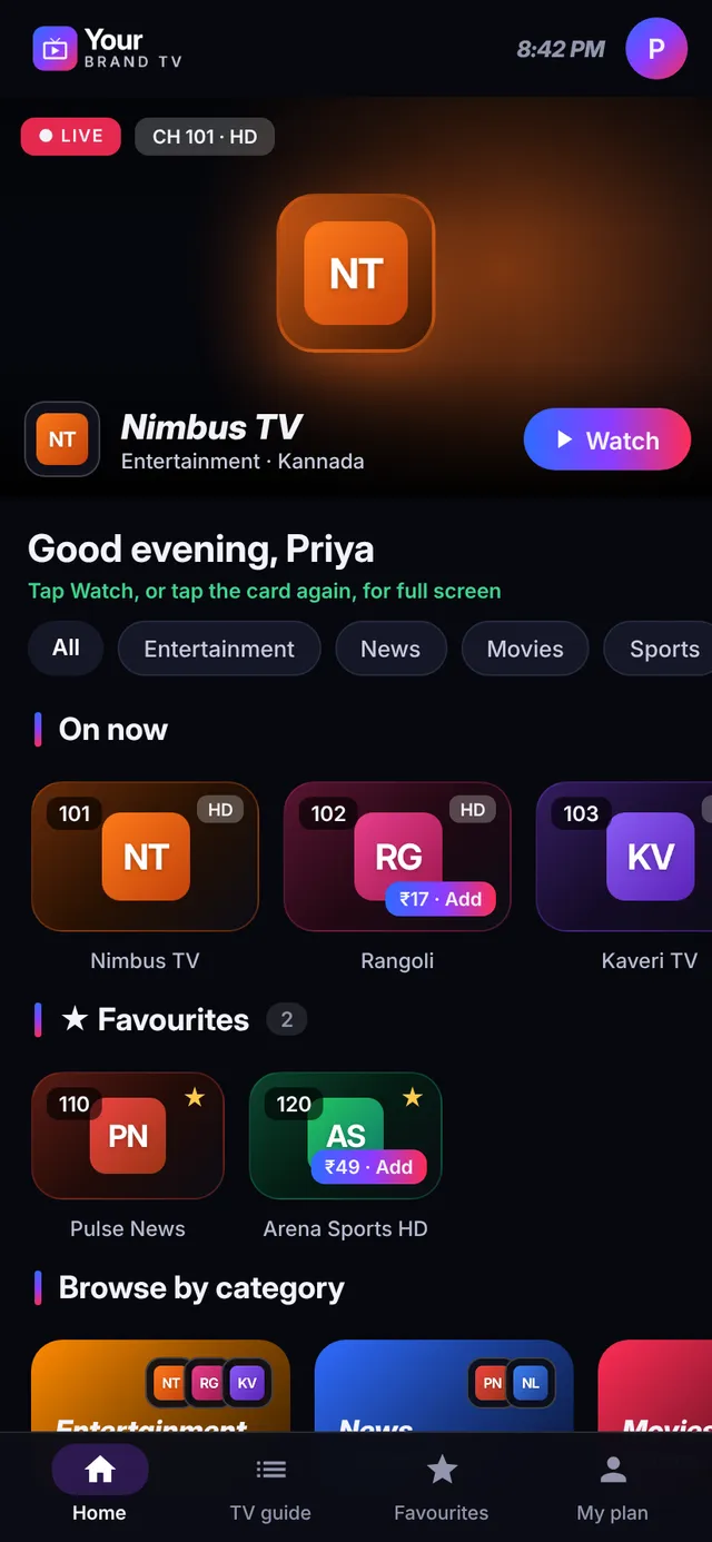 IPTV mobile app