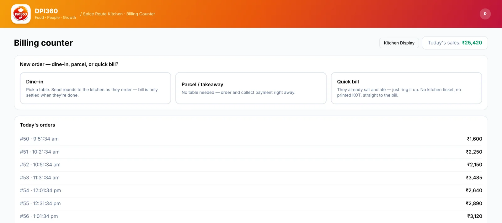 Billing counter
